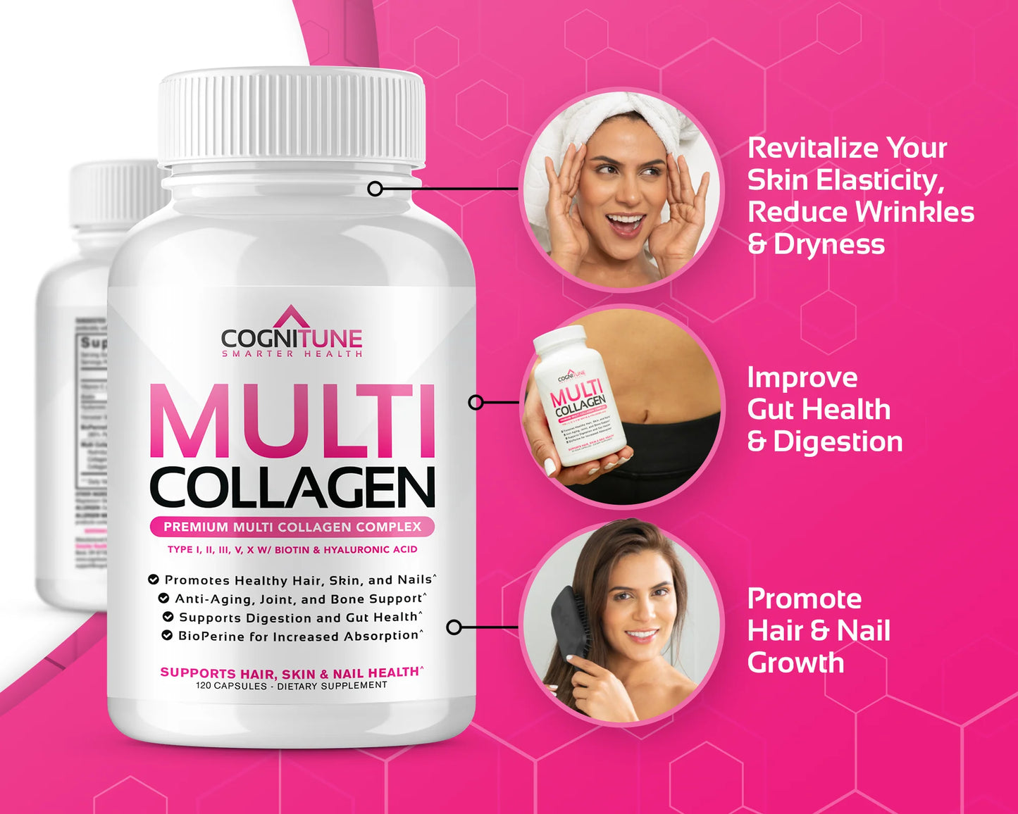 Multi Collagen + Biotin & Hyaluronic Acid for Hair, Skin, Nail & Joint Health, 2000Mg