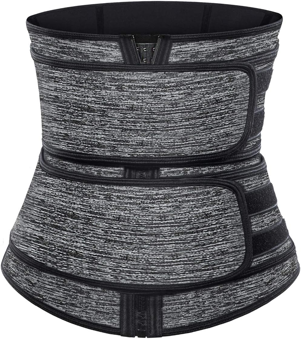 Sweat Waist Trainer for Women Two Belts, Neoprene Workout Corset Waist Trainer Cincher Trimmer Shaper Zipper