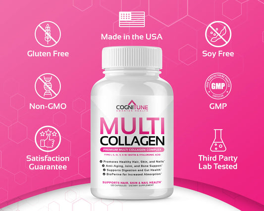 Multi Collagen + Biotin & Hyaluronic Acid for Hair, Skin, Nail & Joint Health, 2000Mg