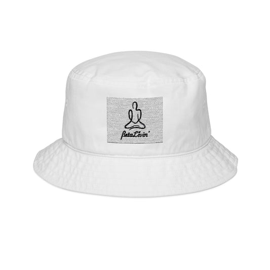 ßetaLivin' White Bucket Hat with Trendy Embroidery – Perfect for Summer Adventures & Outdoor Events