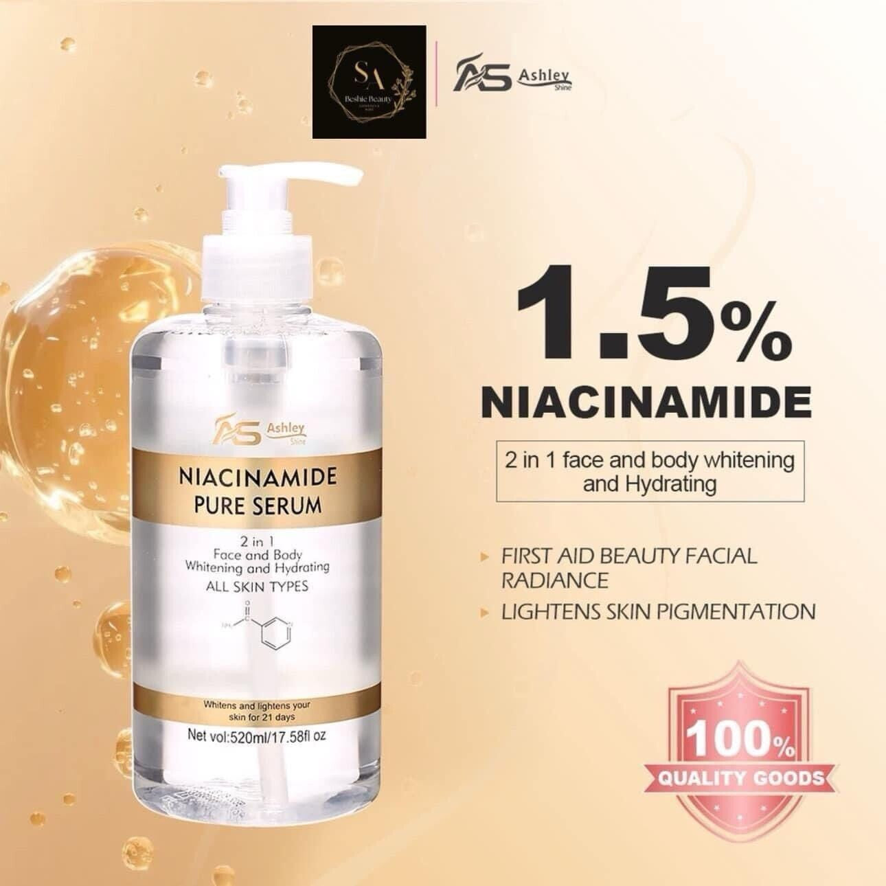 Ashley Shine NIACINAMIDE Pure Serum - for Face and Body, 520Ml