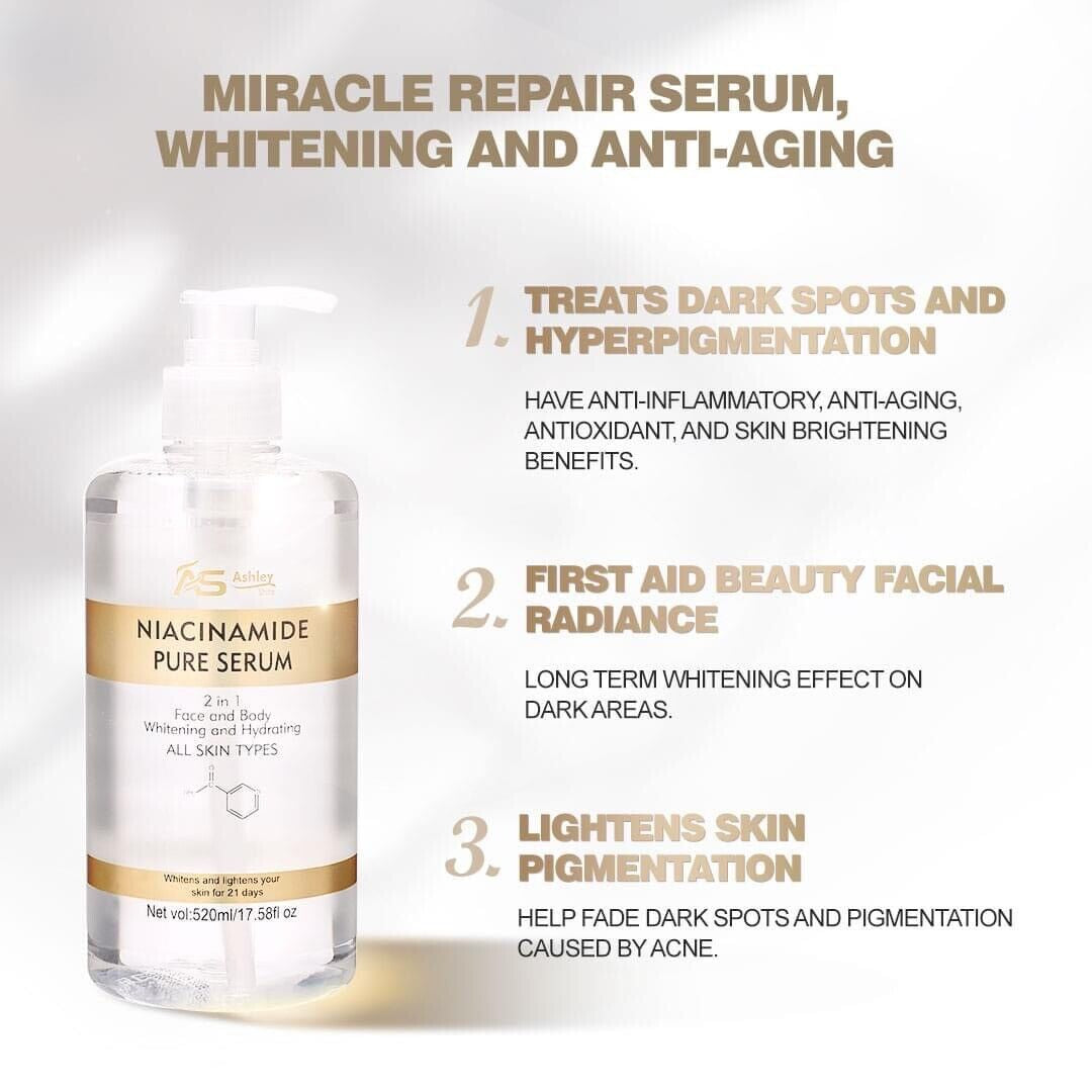 Ashley Shine NIACINAMIDE Pure Serum - for Face and Body, 520Ml